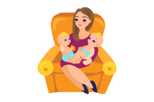 A Mom Holding Infants in Her Lap Embroidery Design Review
