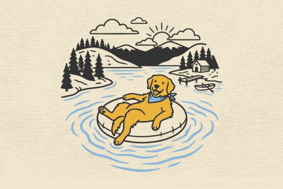 Funny Lake Life Dog SVG Relaxing Summer Graphics